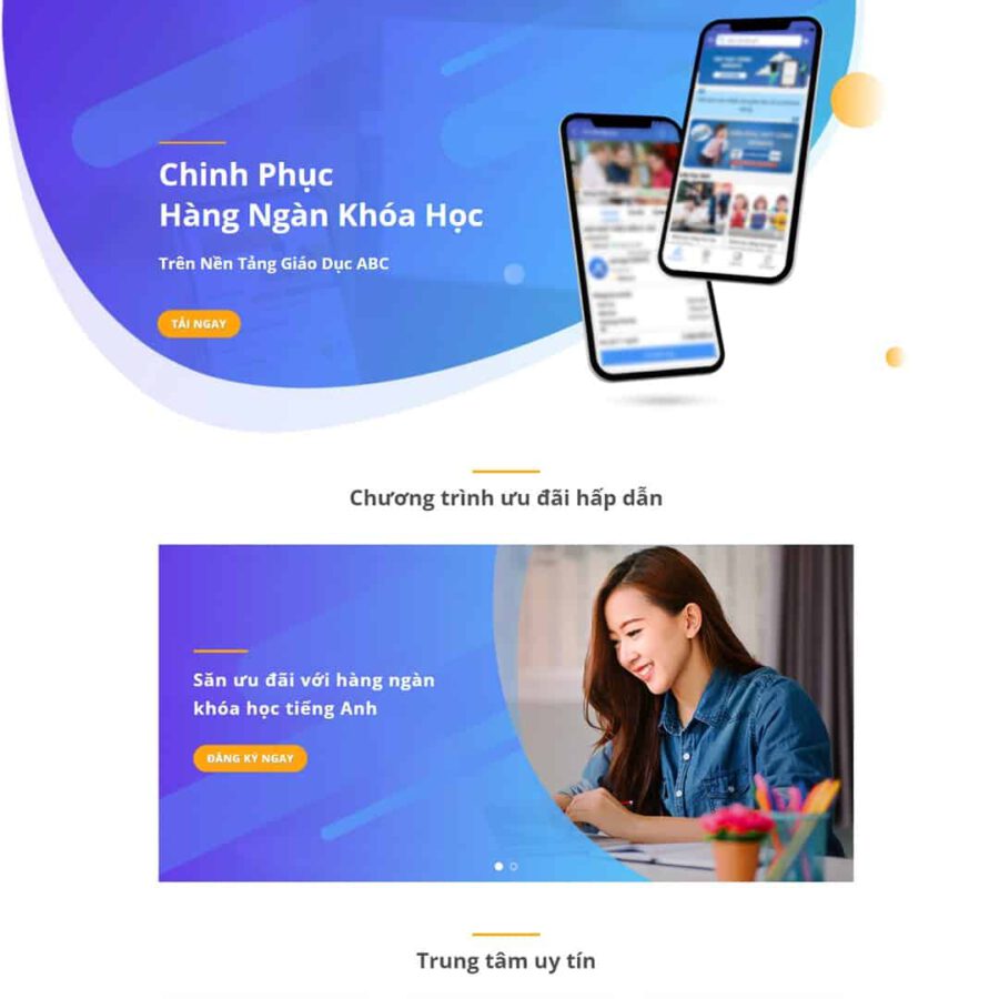 Mẫu website WordPress landing page giới thiệu ứng dụng giáo dục