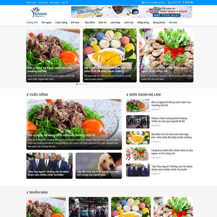 Mẫu website wordpress blog, tin tức du lịch