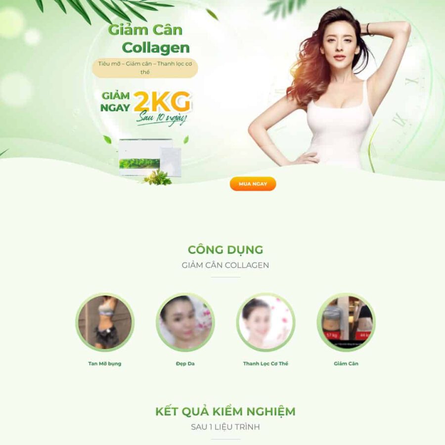 Mẫu website WordPress Landing page bột giảm cân