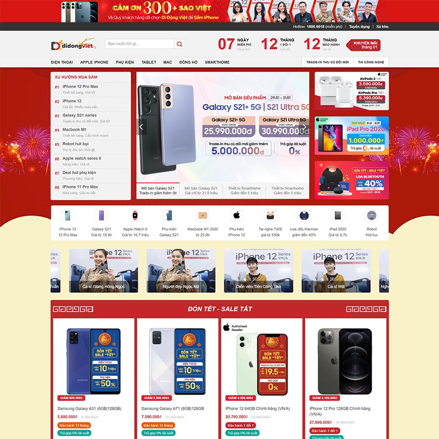 Mẫu website WordPress bán điện thoại Di Động Việt