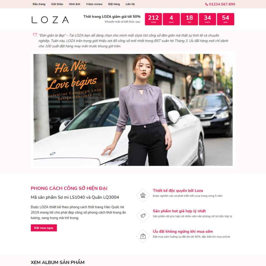 Mẫu website wordPress landing page bán thời trang, quần áo