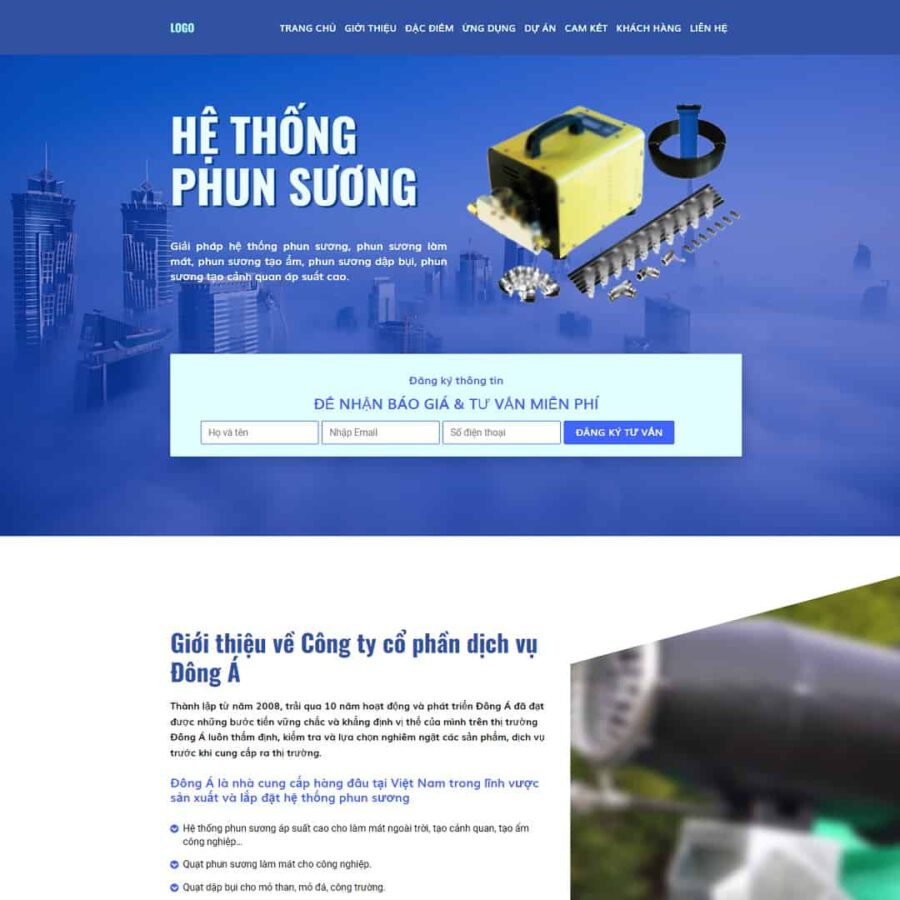 Mẫu website WordPress landing page máy phun sương