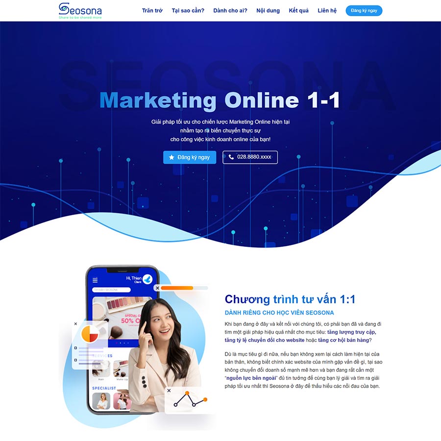 Mẫu website WordPress landing page tư vấn marketing online