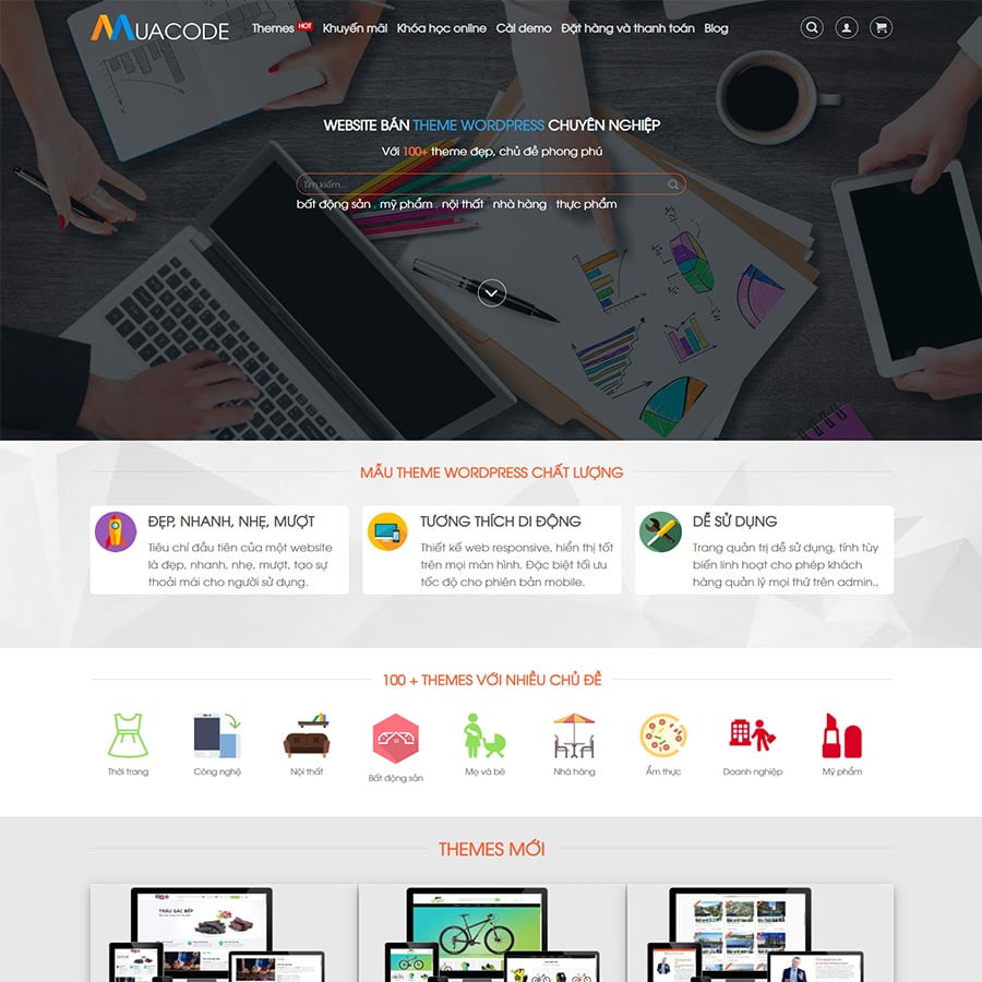 Mẫu website WordPress web mua bán theme