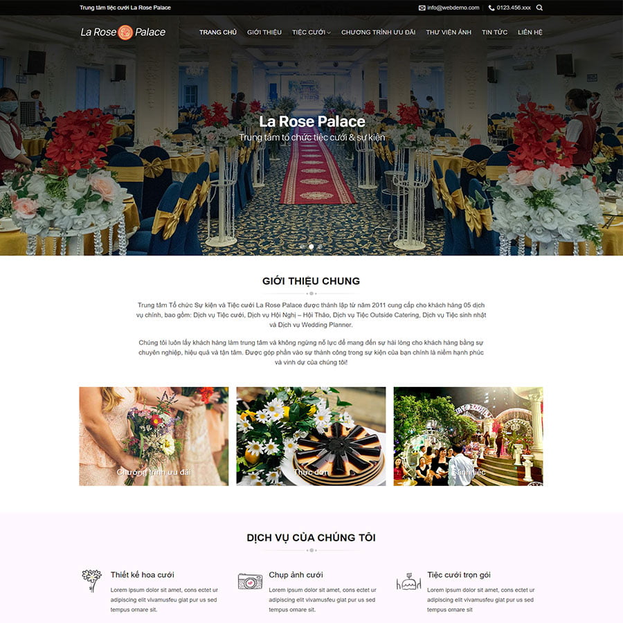 Mẫu website WordPress nhà hàng tiệc cưới
