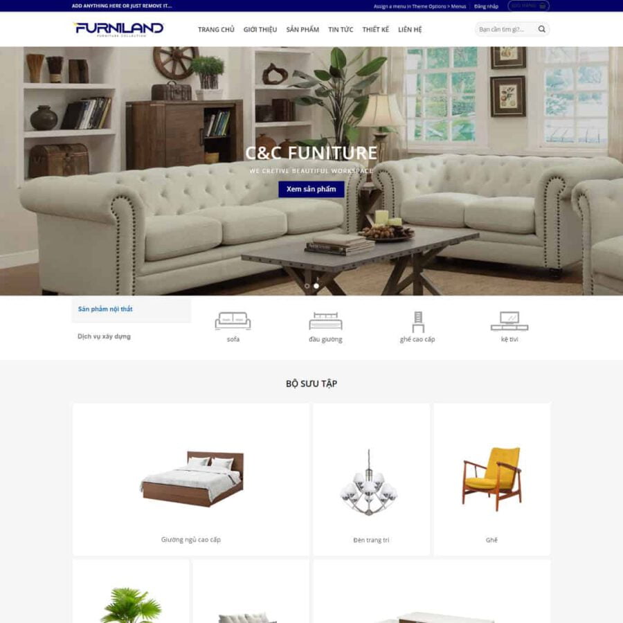Mẫu website WordPress bán sản phẩm nội thất