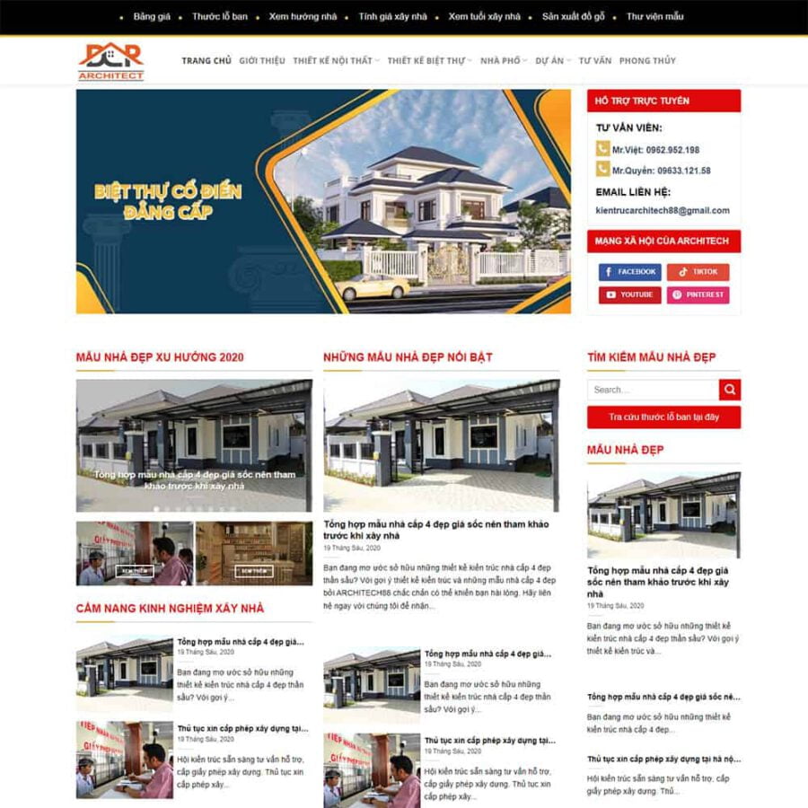 Thiết kế website wordpress trọn gói giá rẻ. Liên hệ: 0918 569 236 30 Mẫu website WordPress kiến trúc, xây dựng 03